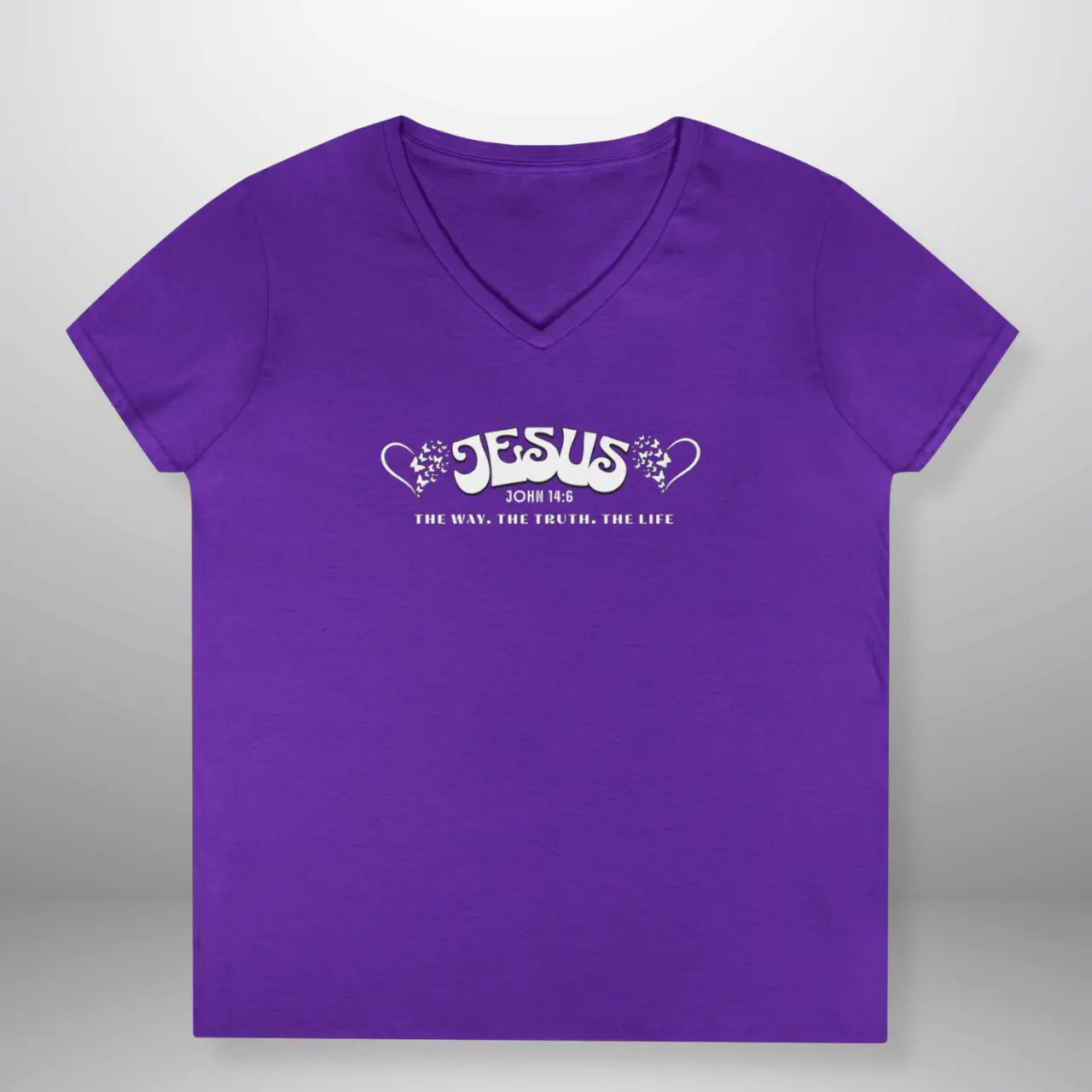 Jesus The Way The Truth The Life John 14:6 V-Neck Shirt | Women’s Gildan 5V00L Tee Goshen & Selah Co