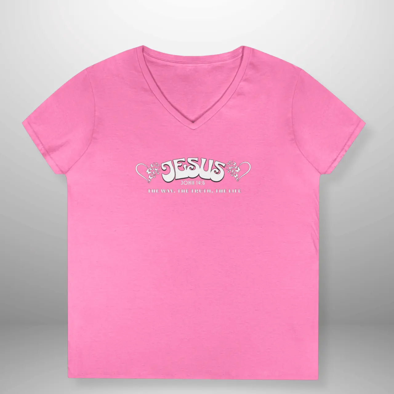 Jesus The Way The Truth The Life John 14:6 V-Neck Shirt | Women’s Gildan 5V00L Tee Goshen & Selah Co