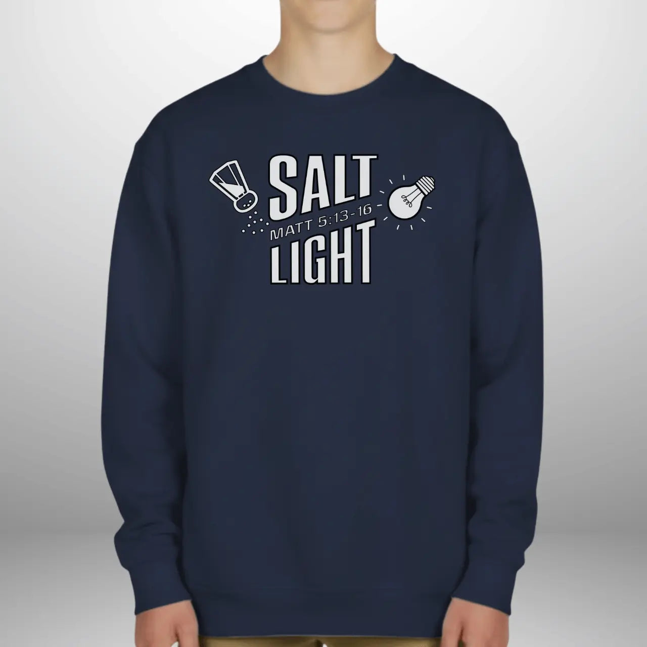 Salt & Light Matthew 5:13–16 Youth Sweatshirt | Gildan 18000B Crewneck Goshen & Selah Co