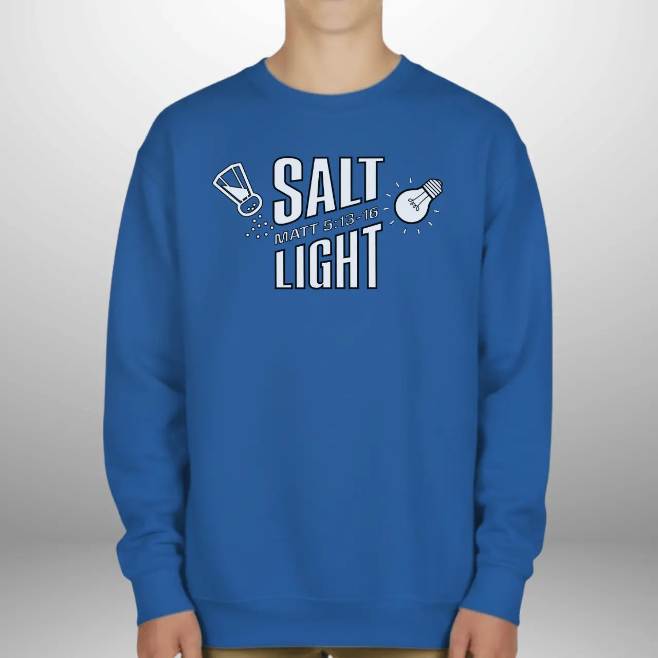 Salt & Light Matthew 5:13–16 Youth Sweatshirt | Gildan 18000B Crewneck Goshen & Selah Co