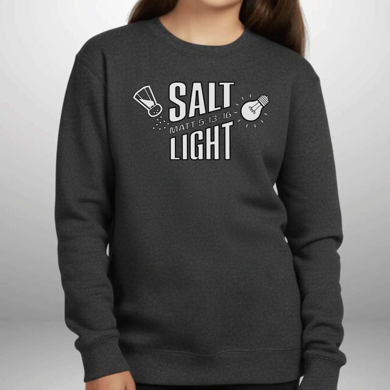Salt & Light Matthew 5:13–16 Youth Sweatshirt | Gildan 18000B Crewneck Goshen & Selah Co
