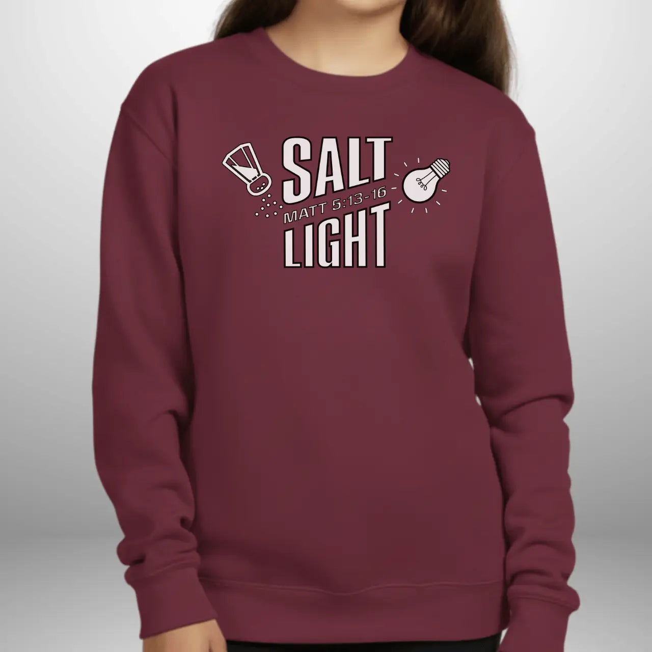 Salt & Light Matthew 5:13–16 Youth Sweatshirt | Gildan 18000B Crewneck Goshen & Selah Co