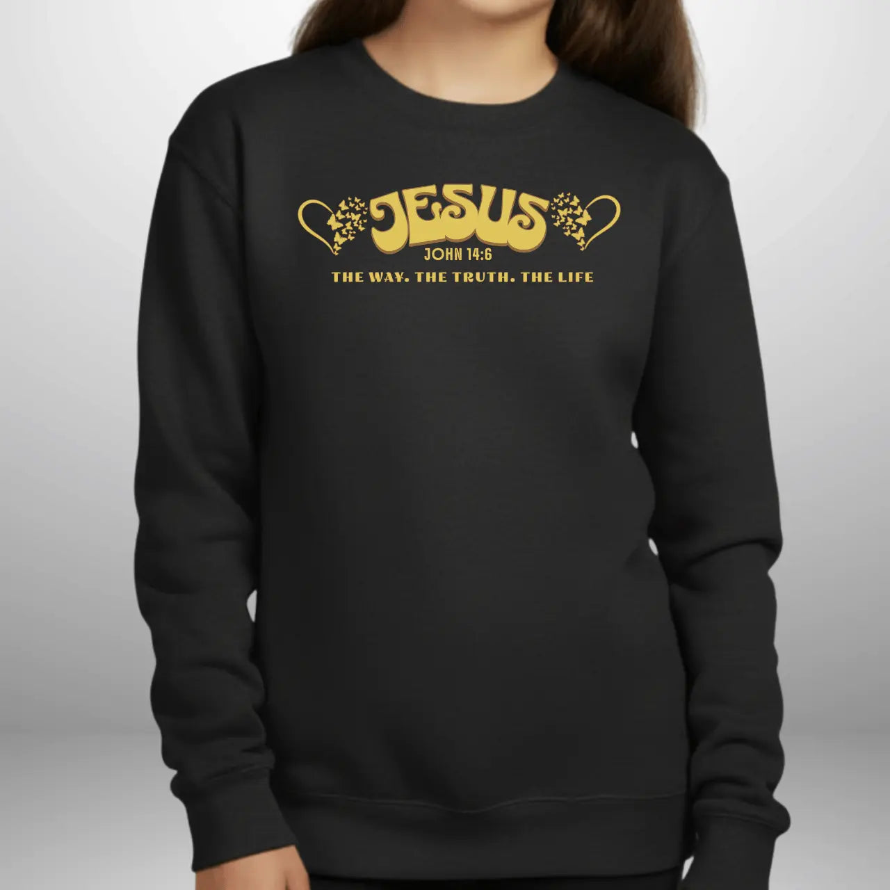 Youth Jesus The Way The Truth The Life John 14:6 Sweatshirt | Gildan Youth Crewneck Goshen & Selah Co