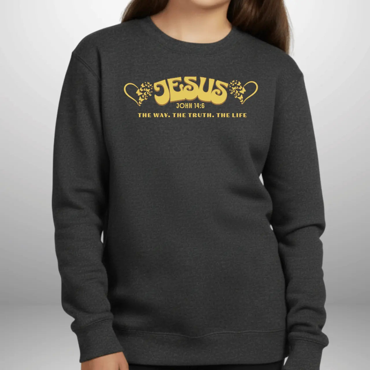 Youth Jesus The Way The Truth The Life John 14:6 Sweatshirt | Gildan Youth Crewneck Goshen & Selah Co