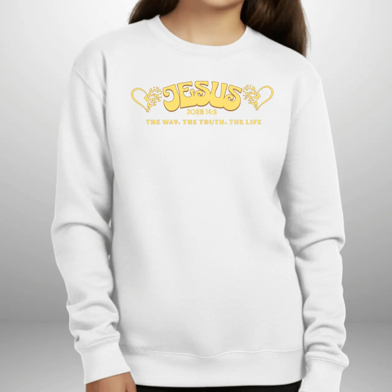 Youth Jesus The Way The Truth The Life John 14:6 Sweatshirt | Gildan Youth Crewneck Goshen & Selah Co