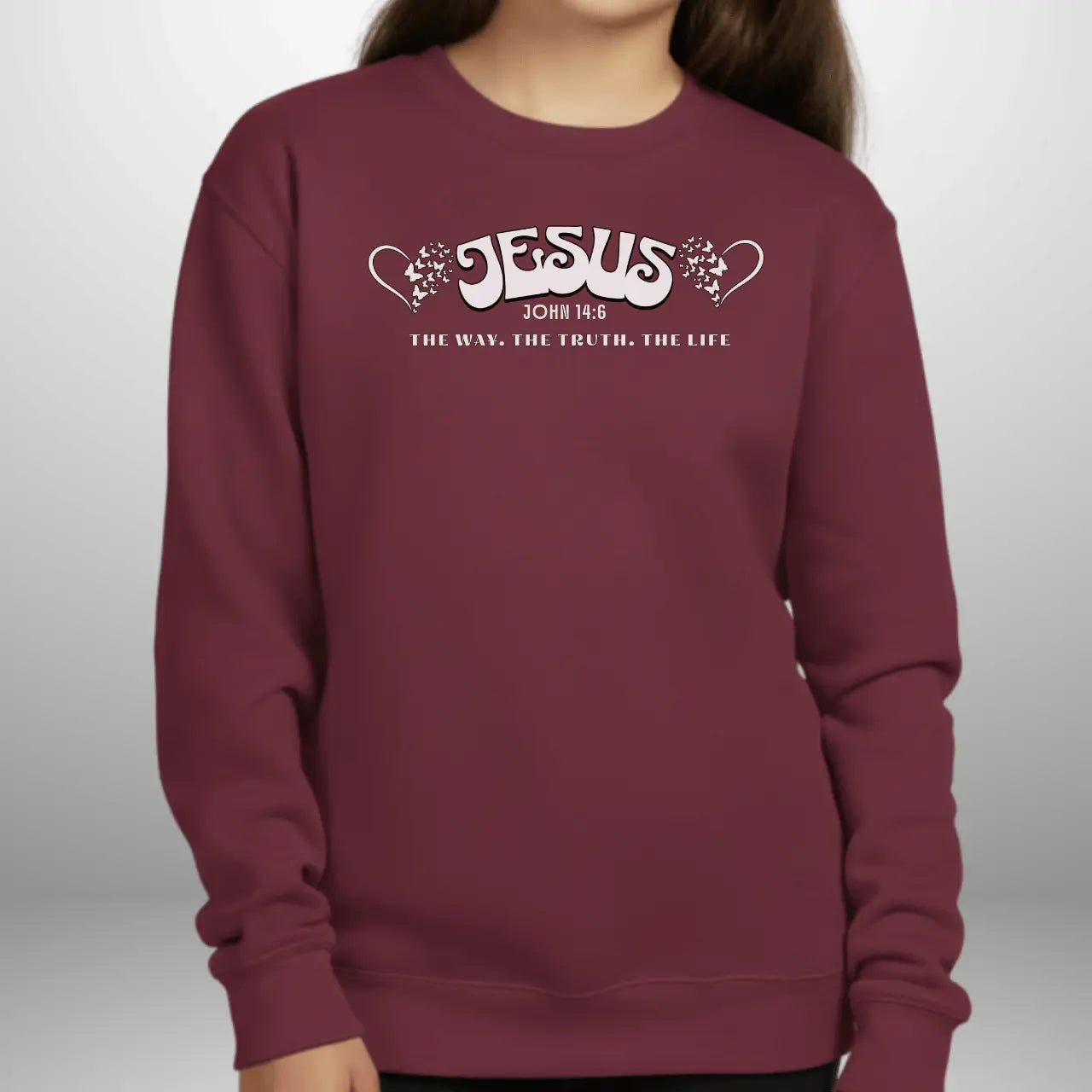 Jesus The Way The Truth The Life John 14:6 Youth Sweatshirt | Gildan 18000B Crewneck Goshen & Selah Co