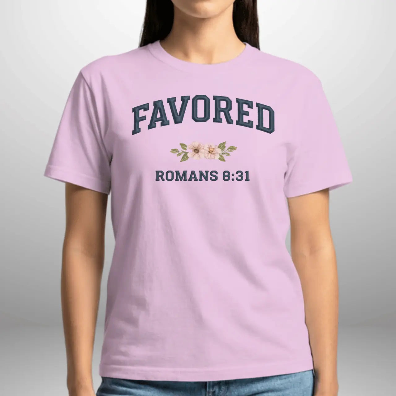 Favored Romans 8:31 Women’s Comfort Colors 1717 T-Shirt | Faith-Inspired Everyday Tee Goshen & Selah Co