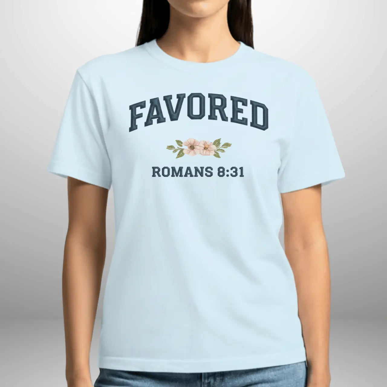 Favored Romans 8:31 Women’s Comfort Colors 1717 T-Shirt | Faith-Inspired Everyday Tee Goshen & Selah Co