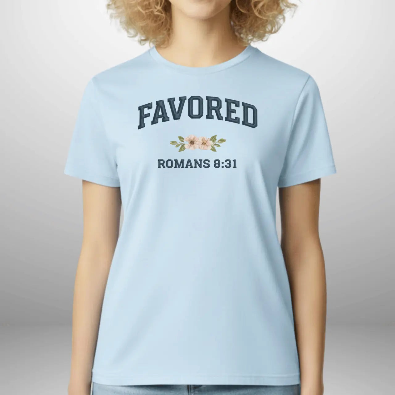 Favored Romans 8:31 Women’s Gildan 64000L T-Shirt | Faith-Inspired Everyday Tee Goshen & Selah Co