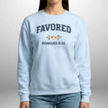 Favored Romans 8:31 Women’s Sweatshirt | Gildan 18000 Ladies Crewneck Goshen & Selah Co