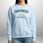 Favored Romans 8:31 Women’s Sweatshirt | Gildan 18000 Ladies Crewneck Goshen & Selah Co