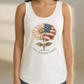 Still Blooming Strong 1776 Patriotic Daisy-American Flag Women’s Cotton Tank Top Goshen & Selah Co