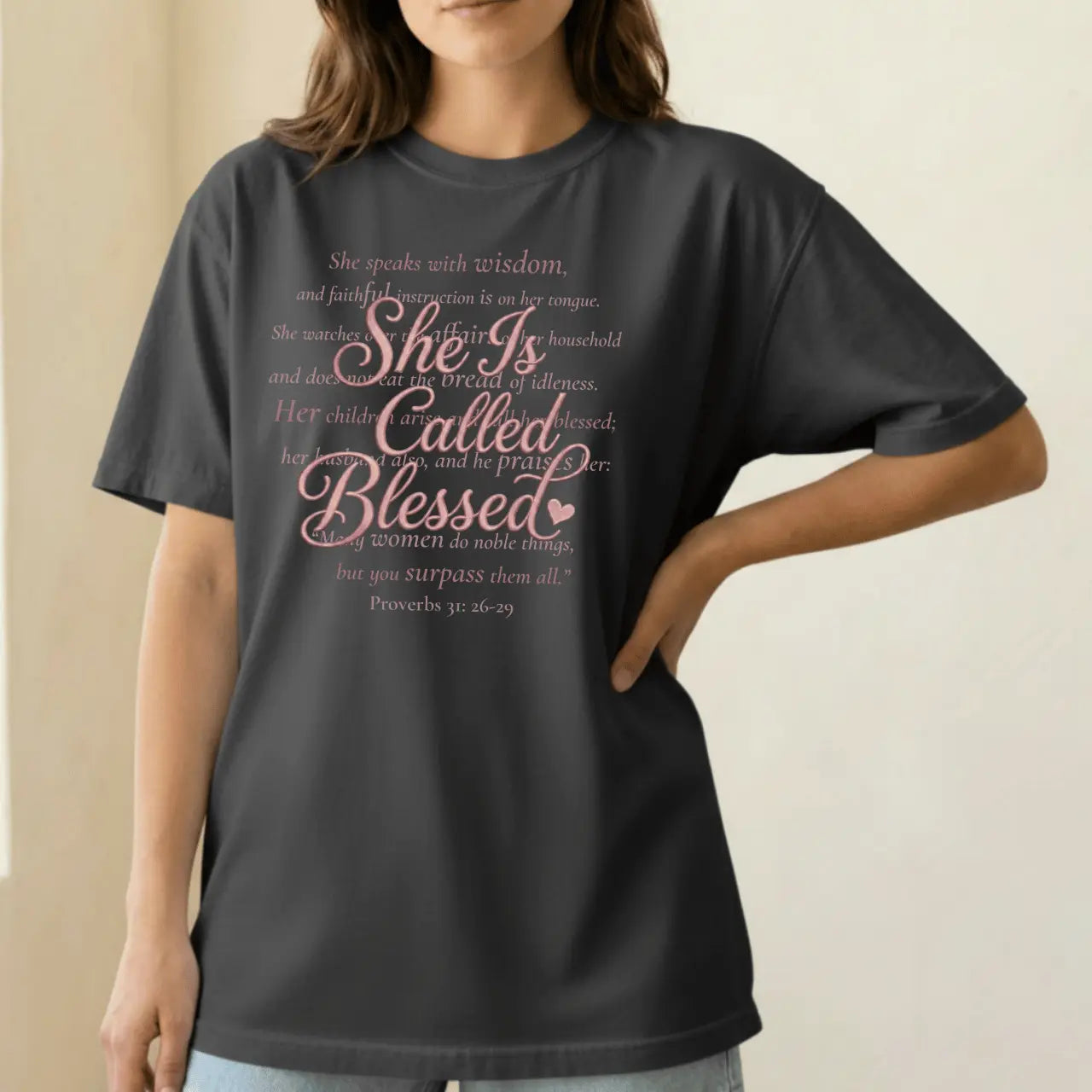 She Is Called Blessed Women’s Comfort Colors T-Shirt Goshen & Selah Co