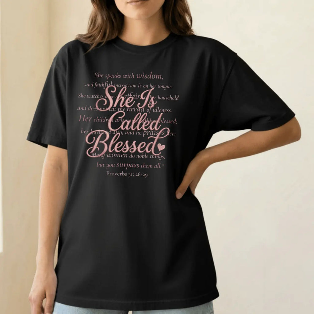 She Is Called Blessed Women’s Comfort Colors T-Shirt Goshen & Selah Co