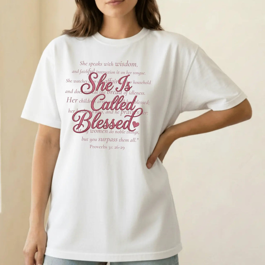 She Is Called Blessed Women’s Comfort Colors T-Shirt Goshen & Selah Co