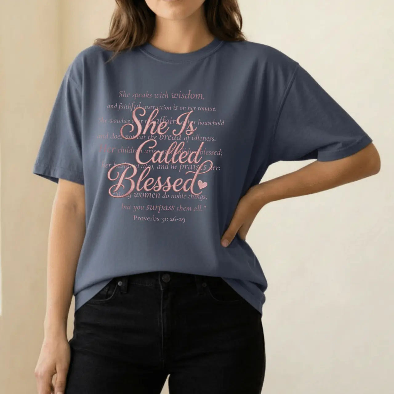 She Is Called Blessed Women’s Comfort Colors T-Shirt Goshen & Selah Co