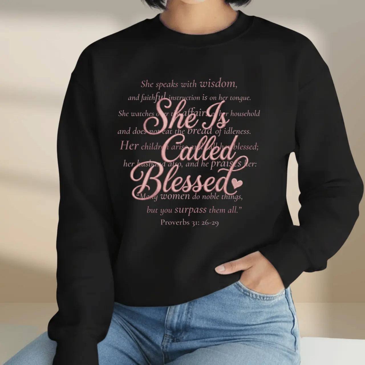 She Is Called Blessed Sweatshirt | Proverbs 31 Crewneck Goshen & Selah Co
