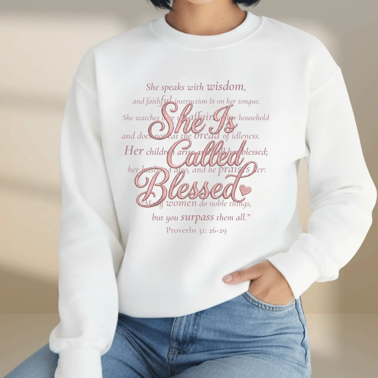 She Is Called Blessed Sweatshirt | Proverbs 31 Crewneck Goshen & Selah Co