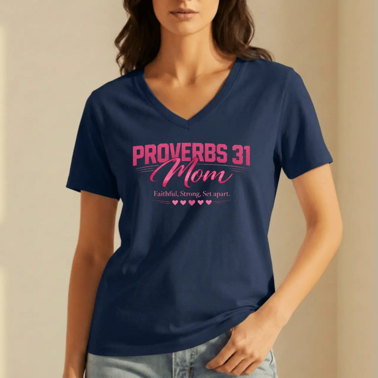 Proverbs 31 Mom V-Neck Tee | Women’s Graphic Shirt Goshen & Selah Co