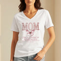 Mom She Is Clothed in Strength V-Neck Tee | Proverbs 31:25 Goshen & Selah Co