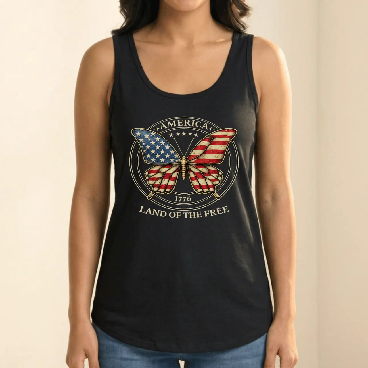 America 1776 Land of the Free Tank Top | Women’s Cotton Tank Goshen & Selah Co