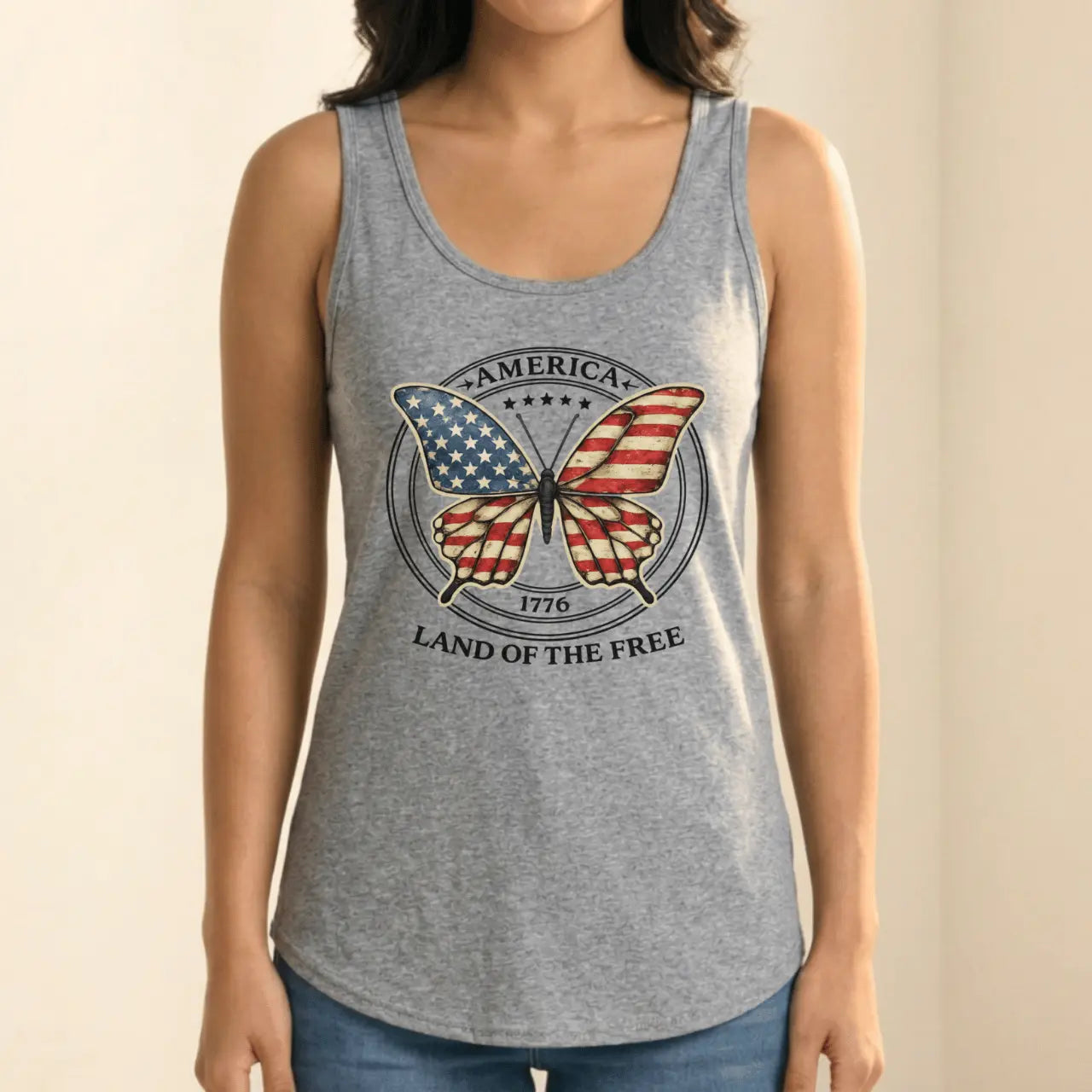 America 1776 Land of the Free Tank Top | Women’s Cotton Tank Goshen & Selah Co