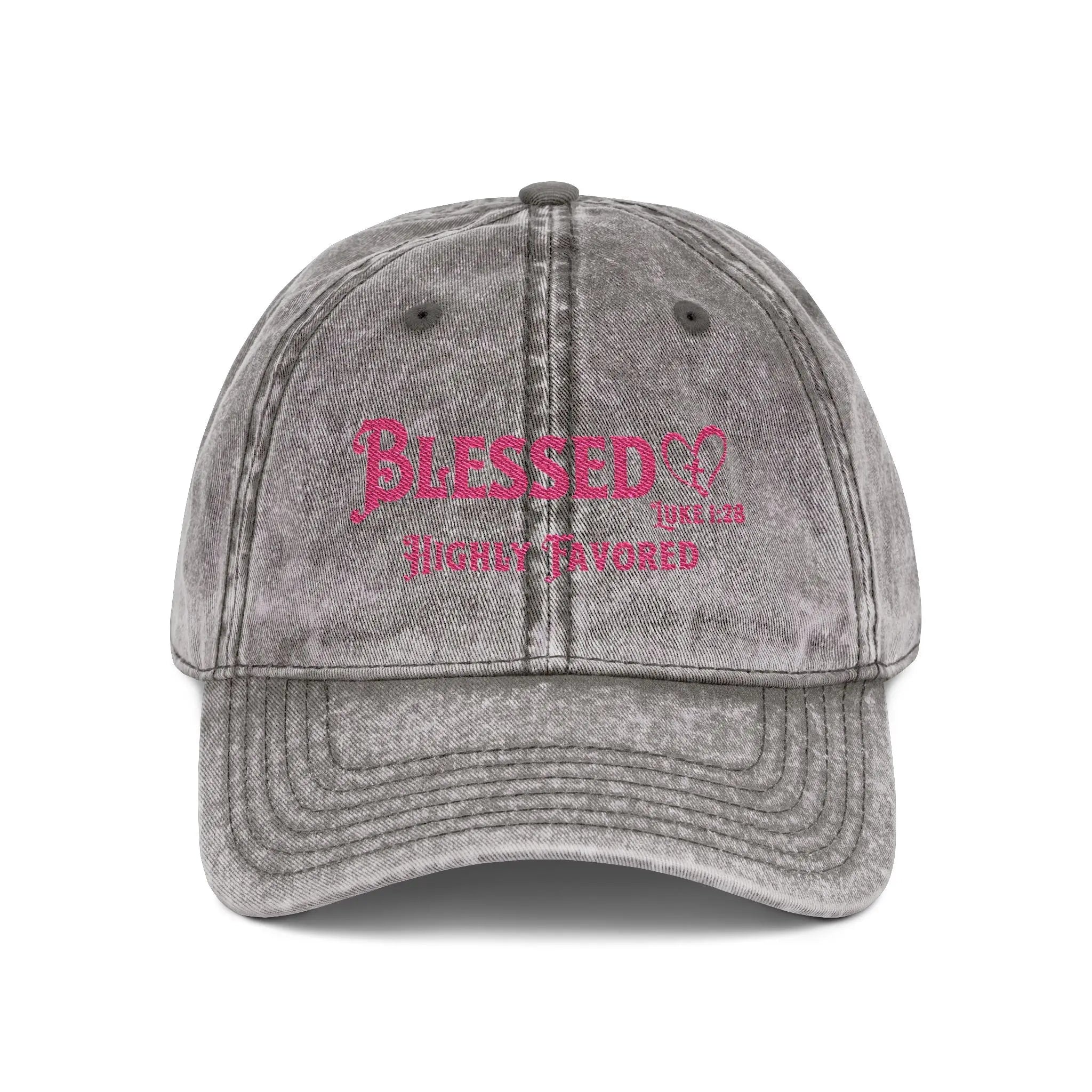 Blessed Highly Favored Luke 1:28 Vintage Cap | Washed Cotton Adjustable Hat Goshen & Selah Co