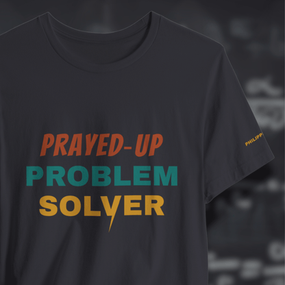 Prayed-Up Problem Solver (Philippians 4:6 Bible Verse on Sleeve) Christian Tee — Varsity Lightning | Bella+Canvas 3001