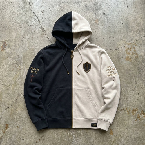 Faith Armor - Premium Black and Cream Zip Hoodie Goshen & Selah Co