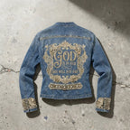 Faith Over Fear – Embellished Statement Denim Jacket Goshen & Selah Co