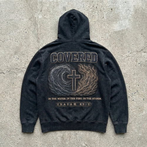 Covered Mercy – Vintage Shield Pullover Hoodie Goshen & Selah Co