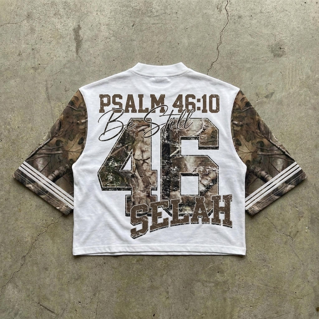 Be Still 46 Camo Jersey Tee Goshen & Selah Co